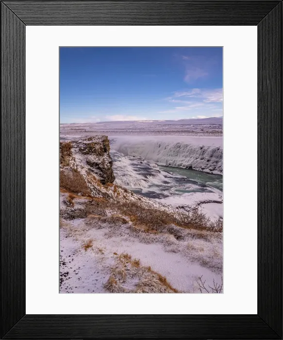 Framed Print : View of Gullfoss Waterfall on the Hvita River in winter, Western Region, Iceland Framed Print : View of Gullfoss Waterfall on the Hvita River in winter, Western Region, Iceland