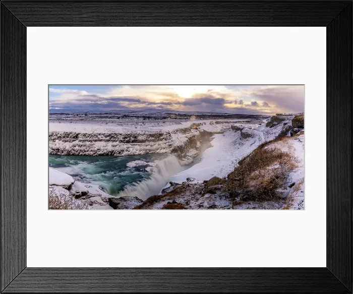 Framed Print : View of Gullfoss Waterfall on the Hvita River in winter, Western Region, Iceland Framed Print : View of Gullfoss Waterfall on the Hvita River in winter, Western Region, Iceland