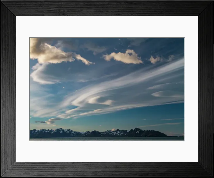 Framed Print : Interesting lenticular cloud formations forming over the island of South Georgia in the Southern Ocean Framed Print : Interesting lenticular cloud formations forming over the island of South Georgia in the Southern Ocean