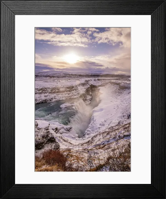 Framed Print : View of Gullfoss Waterfall on the Hvita River in winter, Western Region, Iceland Framed Print : View of Gullfoss Waterfall on the Hvita River in winter, Western Region, Iceland
