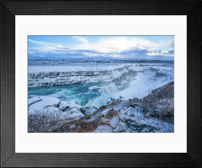 Framed Print : View of Gullfoss Waterfall on the Hvita River in winter, Western Region, Iceland Framed Print : View of Gullfoss Waterfall on the Hvita River in winter, Western Region, Iceland