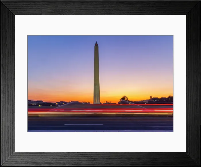 Framed Print : View of the Washington Monument at sunrise in Washington, D.C. United States of America Framed Print : View of the Washington Monument at sunrise in Washington, D.C. United States of America