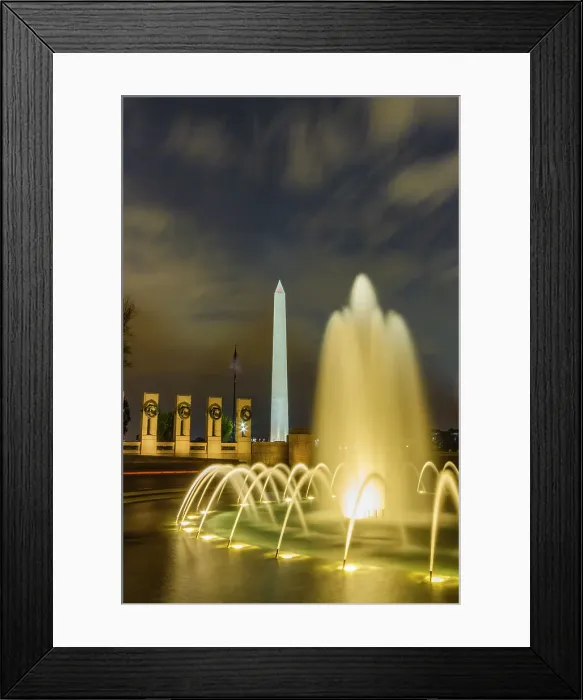 Framed Print : View of the Washington Monument at night from the WWII Memorial in Washington, D.C. United States of America Framed Print : View of the Washington Monument at night from the WWII Memorial in Washington, D.C. United States of America