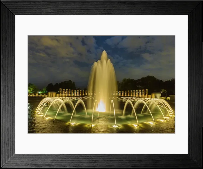 Framed Print : View at night of the fountains at the U.S. National World War II Memorial, Washington, D.C. United States of America Framed Print : View at night of the fountains at the U.S. National World War II Memorial, Washington, D.C. United States of America