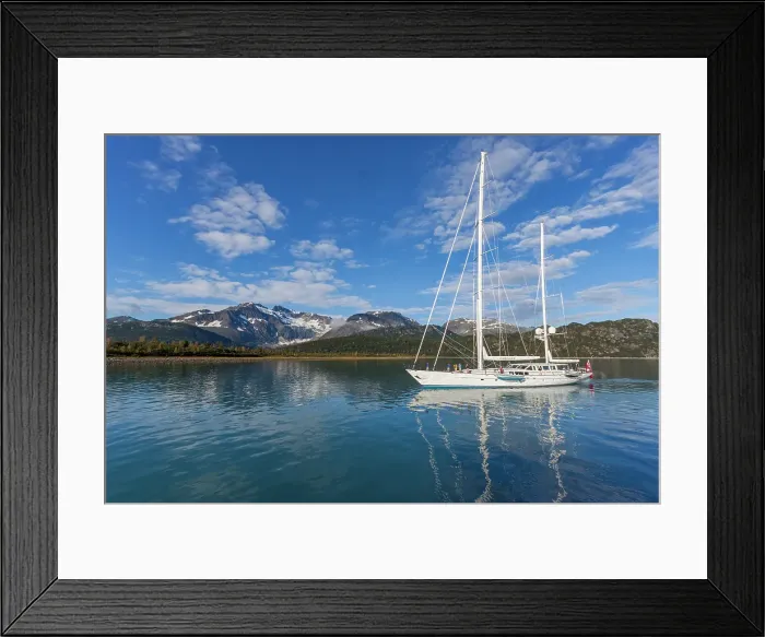 Framed Print : View of private yacht Timoneer in Southeast Alaska, United States of America Framed Print : View of private yacht Timoneer in Southeast Alaska, United States of America