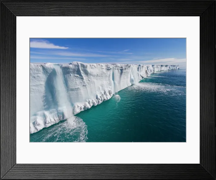Framed Print : Freshwater melt forming waterfalls in Austfonna, an ice cap located on Nordaustlandet in the Svalbard archipelago, Norway Framed Print : Freshwater melt forming waterfalls in Austfonna, an ice cap located on Nordaustlandet in the Svalbard archipelago, Norway