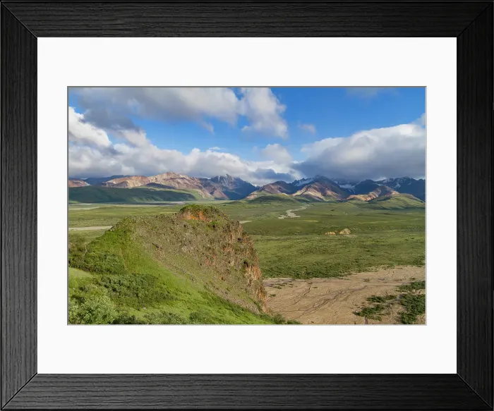 Framed Print : View of the Polychrome Mountains from lookout point on the park road inside Denali National Park and Preserve, Alaska, United States of America