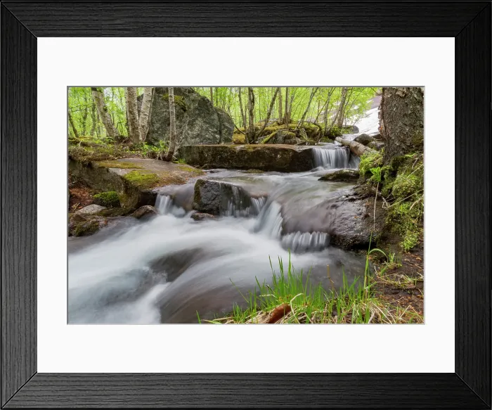 Framed Print : Slow motion exposure of a stream around the small town of Hellemobotn, Tysfjord, Nordland, Norway Framed Print : Slow motion exposure of a stream around the small town of Hellemobotn, Tysfjord, Nordland, Norway