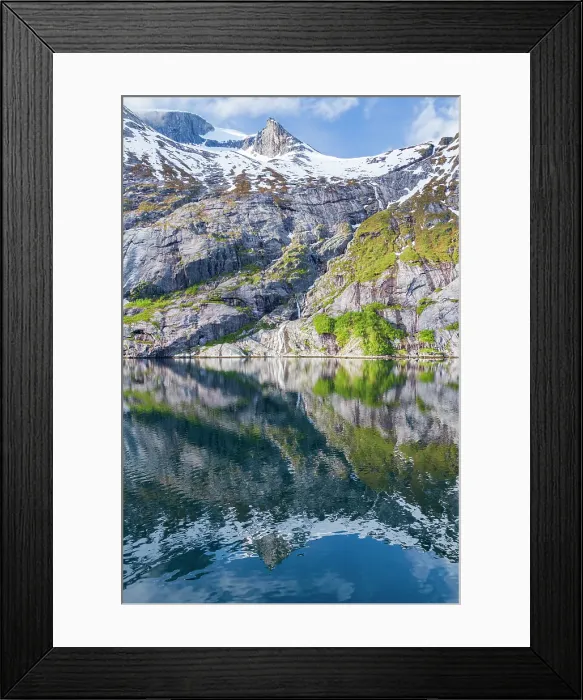 Framed Print : View from the fjord Meljorden in Rodoy municipality, Nordland, Norway Framed Print : View from the fjord Meljorden in Rodoy municipality, Nordland, Norway