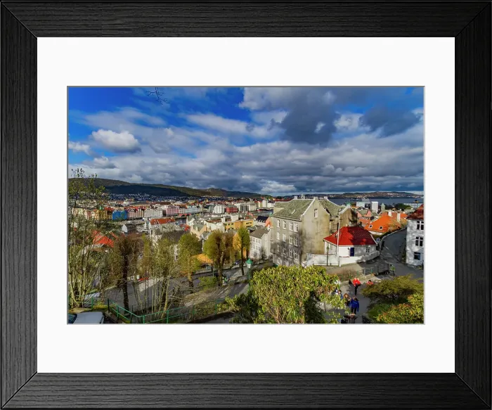 Framed Print : View from around the colorful city of Bergen, Vestland, Norway Framed Print : View from around the colorful city of Bergen, Vestland, Norway