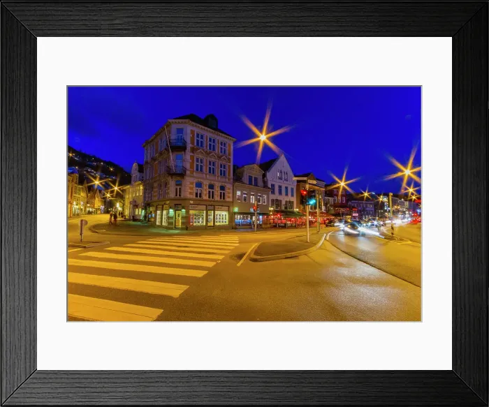 Framed Print : View at night of the city of Bergen, Vestland, Norway Framed Print : View at night of the city of Bergen, Vestland, Norway