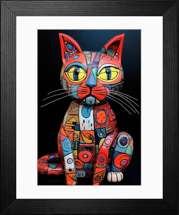 Framed Print : AI generated image of Imaginary cat in fantasy multicolored style Framed Print : AI generated image of Imaginary cat in fantasy multicolored style
