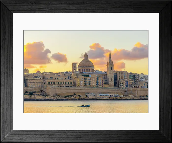 Framed Print : St. Pauls Pro-Cathedral and The Basilica of Our Lady of Mount Carmel at Sunrise, Marsamxett Harbour, Valletta, Malta Framed Print : St. Pauls Pro-Cathedral and The Basilica of Our Lady of Mount Carmel at Sunrise, Marsamxett Harbour, Valletta, Malta