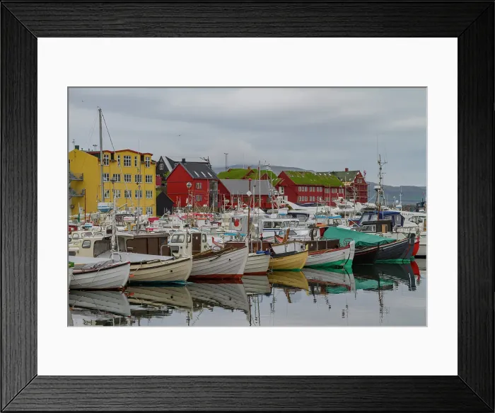 Framed Print : View of the harbor in the town of Torshavn on Streymoy Island in the Faroe Islands, Denmark Framed Print : View of the harbor in the town of Torshavn on Streymoy Island in the Faroe Islands, Denmark