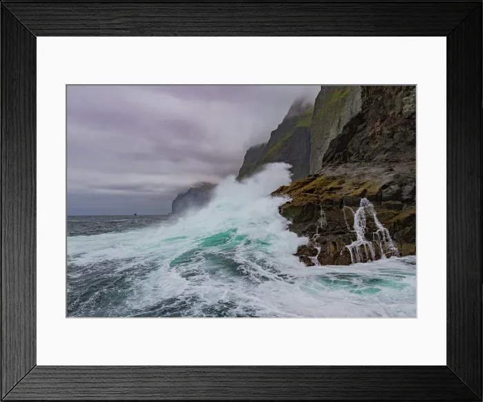 Framed Print : View of the sea cliffs just outside of Westmanna on the west side of Streymoy Island in the Faroe Islands, Denmark Framed Print : View of the sea cliffs just outside of Westmanna on the west side of Streymoy Island in the Faroe Islands, Denmark
