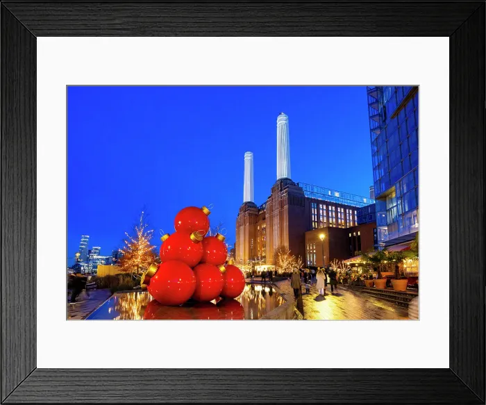 Framed Print : Christmas Decorations at Battersea Power Station at dusk, Battersea, London, England, United Kingdom Framed Print : Christmas Decorations at Battersea Power Station at dusk, Battersea, London, England, United Kingdom