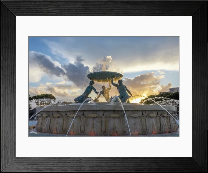 Framed Print : Triton's Fountain at Sunset, Floriana, Valletta, Malta Framed Print : Triton's Fountain at Sunset, Floriana, Valletta, Malta