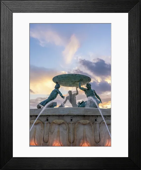 Framed Print : Triton's Fountain at Sunset, Floriana, Valletta, Malta Framed Print : Triton's Fountain at Sunset, Floriana, Valletta, Malta
