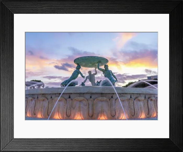 Framed Print : Triton's Fountain at Sunset, Floriana, Valletta, Malta Framed Print : Triton's Fountain at Sunset, Floriana, Valletta, Malta