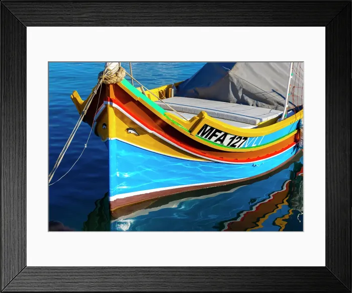 Framed Print : A Colourful Luzzu with the Eye of Osiris in Marsaxlokk Harbour, Marsaxlokk, Malta
