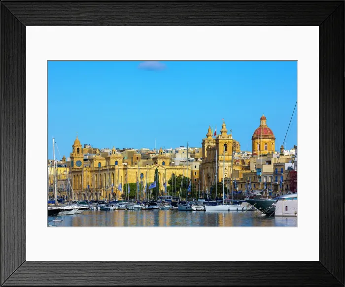 Framed Print : Church of St. Lawrence and Maritime Museum in Grand Harbour, Birgu, Malta Framed Print : Church of St. Lawrence and Maritime Museum in Grand Harbour, Birgu, Malta