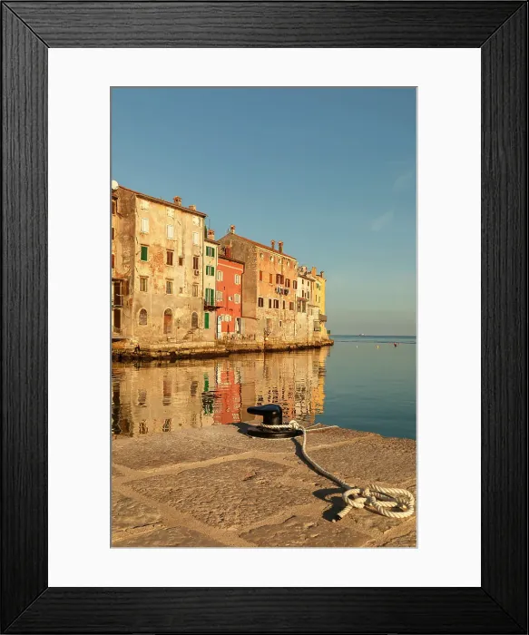 Framed Print : Old town of Rovinj mirroring in the water, Istria, Croatia Framed Print : Old town of Rovinj mirroring in the water, Istria, Croatia