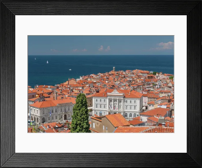 Framed Print : Old town and Tartini Square, Piran, Promorska, Istria, Slovenia