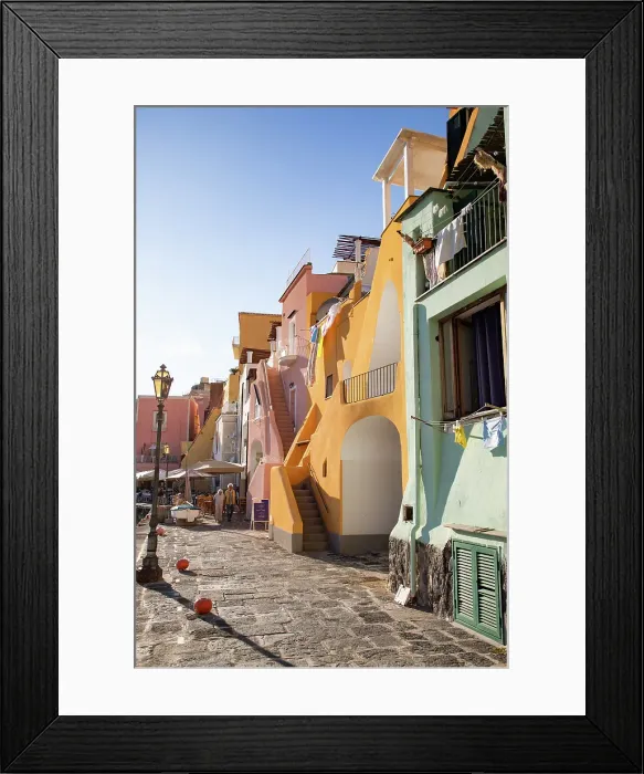 Framed Print : Colorful houses on Procida Island, Phlegraean Islands, Bay of Naples, Campania, Italy Framed Print : Colorful houses on Procida Island, Phlegraean Islands, Bay of Naples, Campania, Italy
