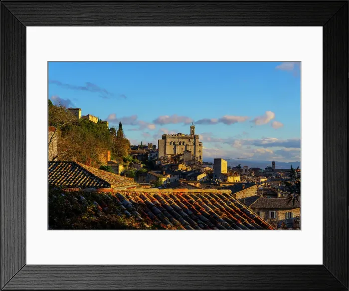 Framed Print : Palazzo dei Consoli (Palace of the Consuls) at sunset, Gubbio, Umbria, Italy