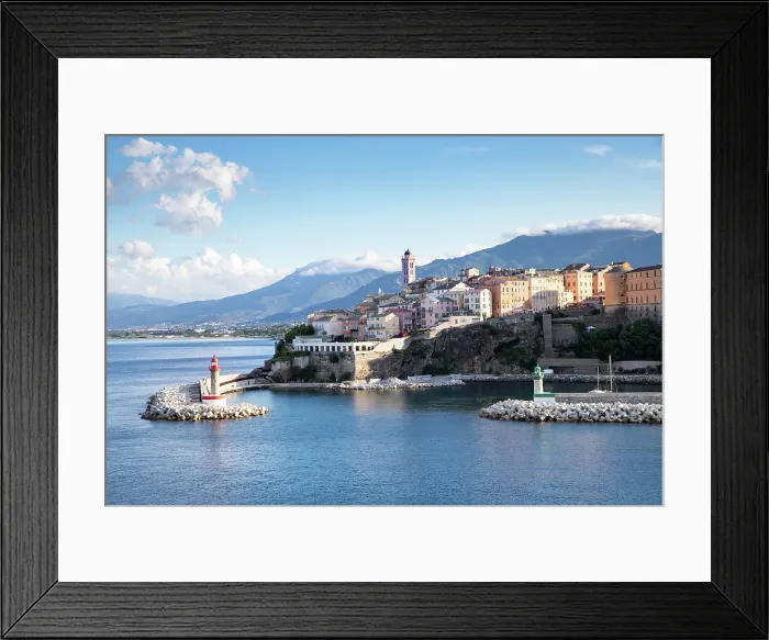 Framed Print : Panoramic summer cityscape of Bastia, Island of Corsica, France Framed Print : Panoramic summer cityscape of Bastia, Island of Corsica, France