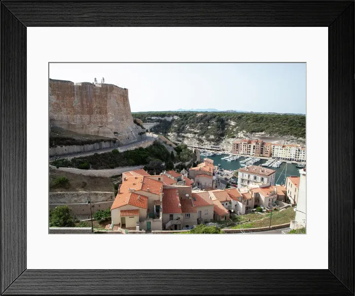 Framed Print : Old town of Bonifacio built on cliff rocks, Island of Corsica, France Framed Print : Old town of Bonifacio built on cliff rocks, Island of Corsica, France