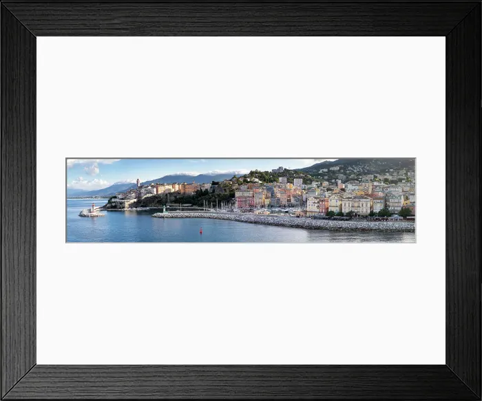 Framed Print : Panoramic summer cityscape of Bastia, Island of Corsica, France Framed Print : Panoramic summer cityscape of Bastia, Island of Corsica, France