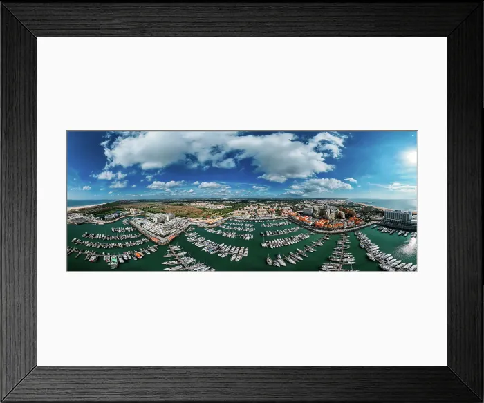 Framed Print : Aerial drone 360 degree panoramic view of Vilamoura Marina, Algarve, Portugal Framed Print : Aerial drone 360 degree panoramic view of Vilamoura Marina, Algarve, Portugal