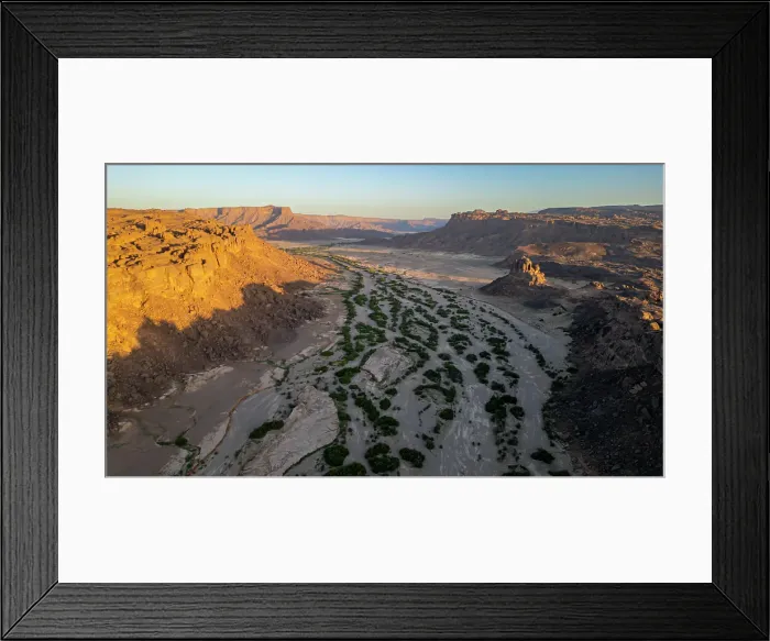 Framed Print : Aerial of the sunset over rocky mountains around Zouar, Tibesti Mountains, Chad Framed Print : Aerial of the sunset over rocky mountains around Zouar, Tibesti Mountains, Chad