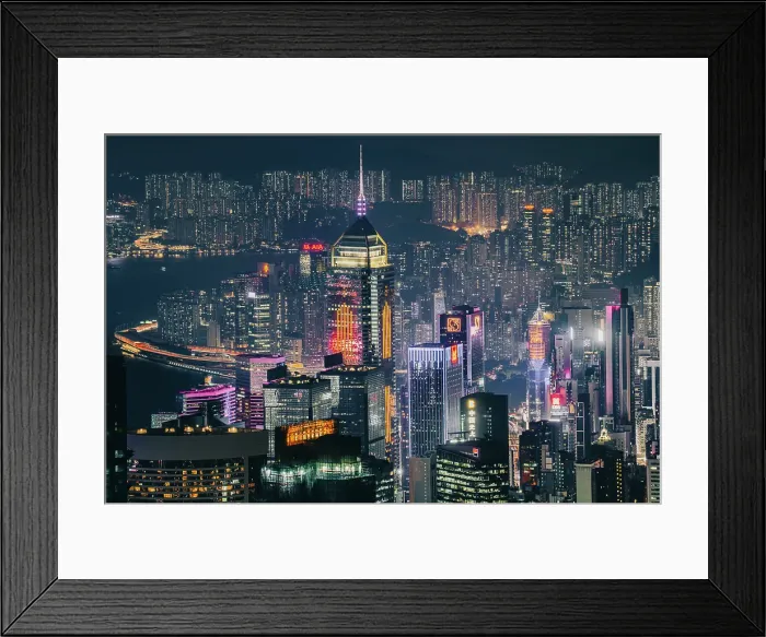 Framed Print : Hong Kong Skyline, with Central Plaza building, taken at night from the Peak, Hong Kong, China Framed Print : Hong Kong Skyline, with Central Plaza building, taken at night from the Peak, Hong Kong, China