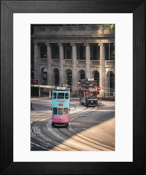 Framed Print : An vertical shot of a Hong Kong Tram passing the colonial Old Supreme Court building, Hong Kong, China Framed Print : An vertical shot of a Hong Kong Tram passing the colonial Old Supreme Court building, Hong Kong, China