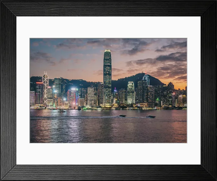 Framed Print : The Hong Kong Skyline at night, Hong Kong, China Framed Print : The Hong Kong Skyline at night, Hong Kong, China