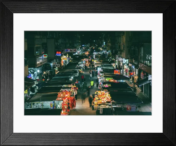 Framed Print : Ladies Market from above, Mong Kok at night, Kowloon, Hong Kong, China Framed Print : Ladies Market from above, Mong Kok at night, Kowloon, Hong Kong, China
