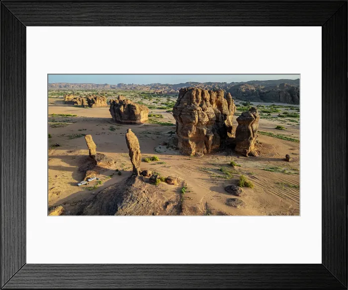 Framed Print : Aerial of beautiful rock formations around Zouar, Tibesti Mountains, Chad Framed Print : Aerial of beautiful rock formations around Zouar, Tibesti Mountains, Chad