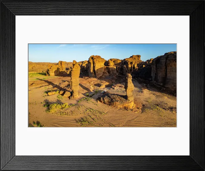 Framed Print : Aerial of beautiful rock formations at sunset around Zouar, Tibesti Mountains, Chad Framed Print : Aerial of beautiful rock formations at sunset around Zouar, Tibesti Mountains, Chad