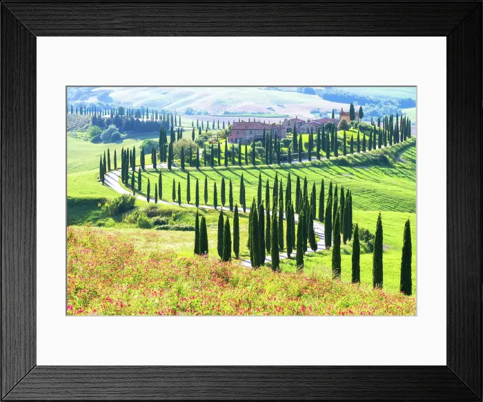Framed Print : View towards the Podere Baccoleno, Crete Senesi, Tuscany, Italy Framed Print : View towards the Podere Baccoleno, Crete Senesi, Tuscany, Italy