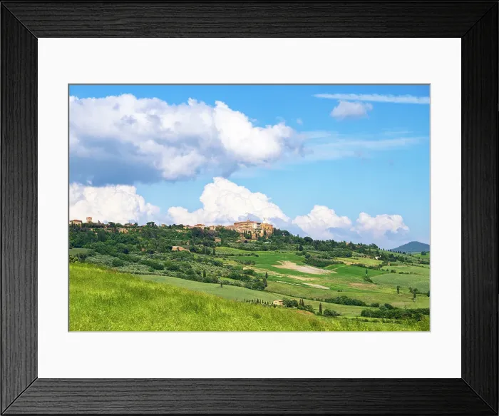Framed Print : View towards a hilltop town of Pienza, Val d'Orcia, UNESCO, Tuscany, Italy Framed Print : View towards a hilltop town of Pienza, Val d'Orcia, UNESCO, Tuscany, Italy