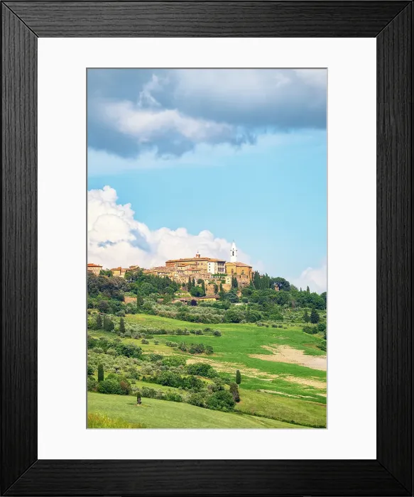 Framed Print : View towards a hilltop town of Pienza, Val d'Orcia, UNESCO, Tuscany, Italy Framed Print : View towards a hilltop town of Pienza, Val d'Orcia, UNESCO, Tuscany, Italy