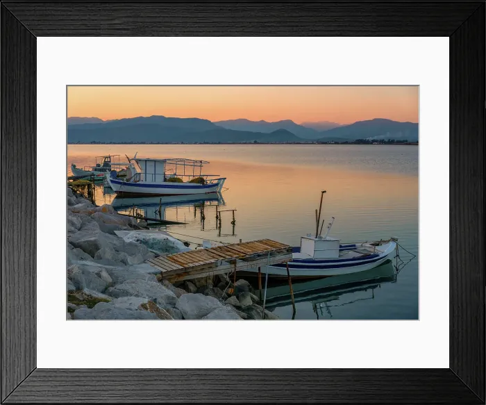 Framed Print : Nafplion port with fishermen boats at sunset, Nafplion, Peloponnese, Greece Framed Print : Nafplion port with fishermen boats at sunset, Nafplion, Peloponnese, Greece