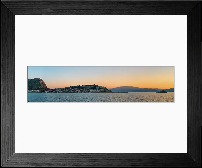 Framed Print : City panorama at sunset, Nafplion, Peloponnese, Greece Framed Print : City panorama at sunset, Nafplion, Peloponnese, Greece
