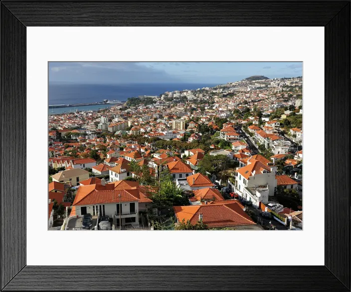 Framed Print : Aerial view from the aerial tramway, Funchal, Madeira island, Atlantic Ocean, Portugal