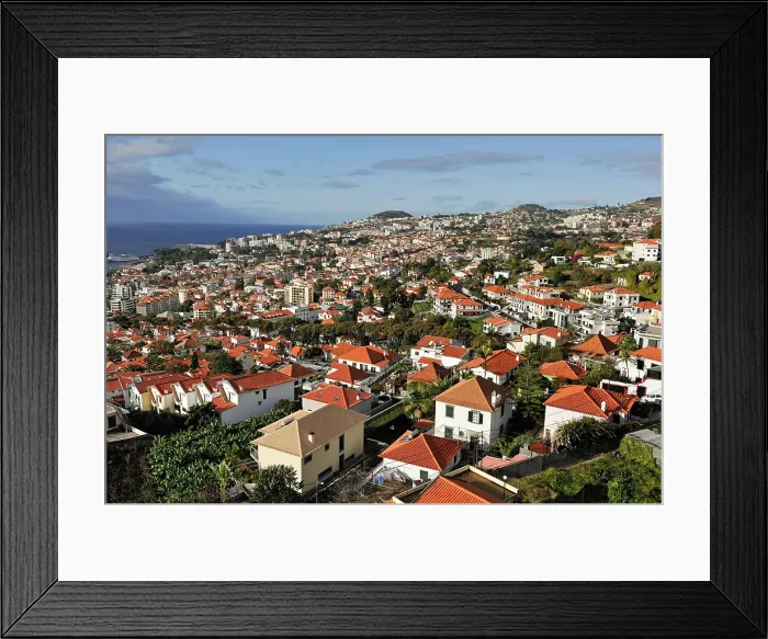 Framed Print : Aerial view from the aerial tramway, Funchal, Madeira island, Atlantic Ocean, Portugal Framed Print : Aerial view from the aerial tramway, Funchal, Madeira island, Atlantic Ocean, Portugal