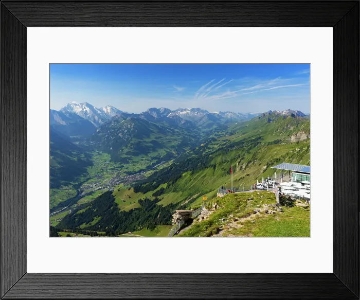 Framed Print : Restaurant at peak of Niesen mountain, Canton of Bern, Switzerland Framed Print : Restaurant at peak of Niesen mountain, Canton of Bern, Switzerland