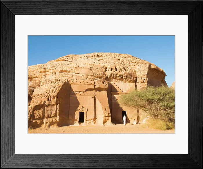 Framed Print : Tombs carved into sandstone rock of Jabal Banat (Qasr Al-Bint) area in site of Hegra (Madain Salih), UNESCO, AlUla, Medina Province, Saudi Arabia Framed Print : Tombs carved into sandstone rock of Jabal Banat (Qasr Al-Bint) area in site of Hegra (Madain Salih), UNESCO, AlUla, Medina Province, Saudi Arabia