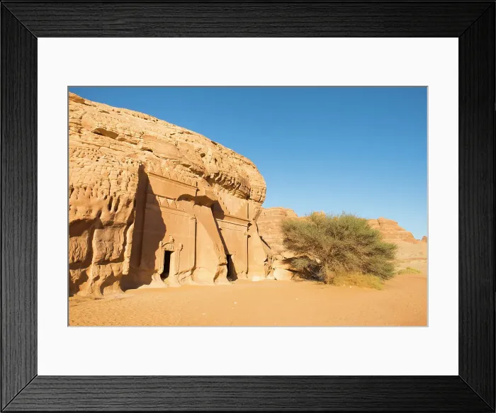 Framed Print : Tombs carved into sandstone rock of Jabal Banat (Qasr Al-Bint) area in site of Hegra (Madain Salih), UNESCO, AlUla, Medina Province, Saudi Arabia Framed Print : Tombs carved into sandstone rock of Jabal Banat (Qasr Al-Bint) area in site of Hegra (Madain Salih), UNESCO, AlUla, Medina Province, Saudi Arabia